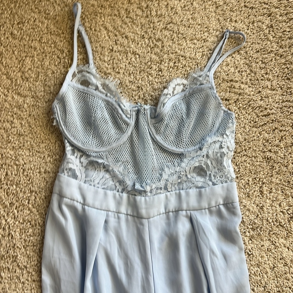 Fashion Nova Light Blue Lace Jumpsuit